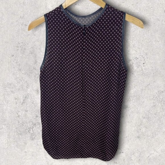 Theory Silk and Lamb Leather Purple Sleeveless Blouse Shell Top Size P or XS - Picture 4 of 16
